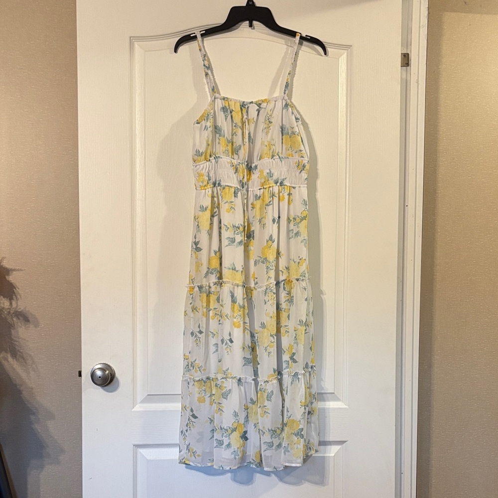 Trixxi White Maxi Dress with Yellow Floral Print